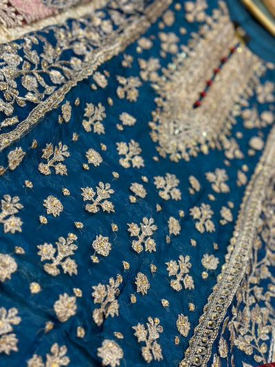 S Creations | Embroidered Organza Readymade | SC107 (Teal)