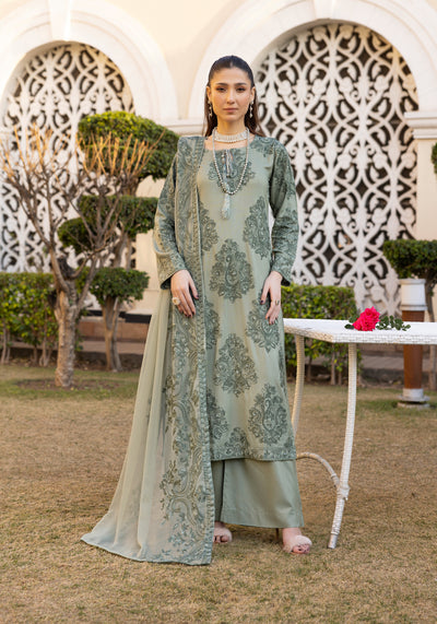 SIMRANS ‘Jannat’ | Embroidered Linen Mother & Daughter Readymade | SM772 (Green)