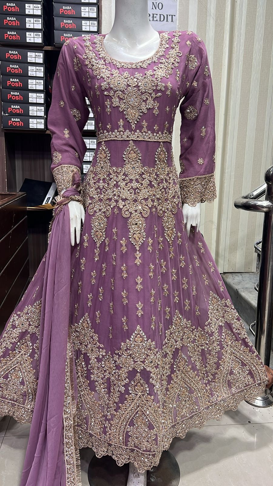 ShaZaib | Embroidered Chiffon Readymade | SZ195 (Lilac)