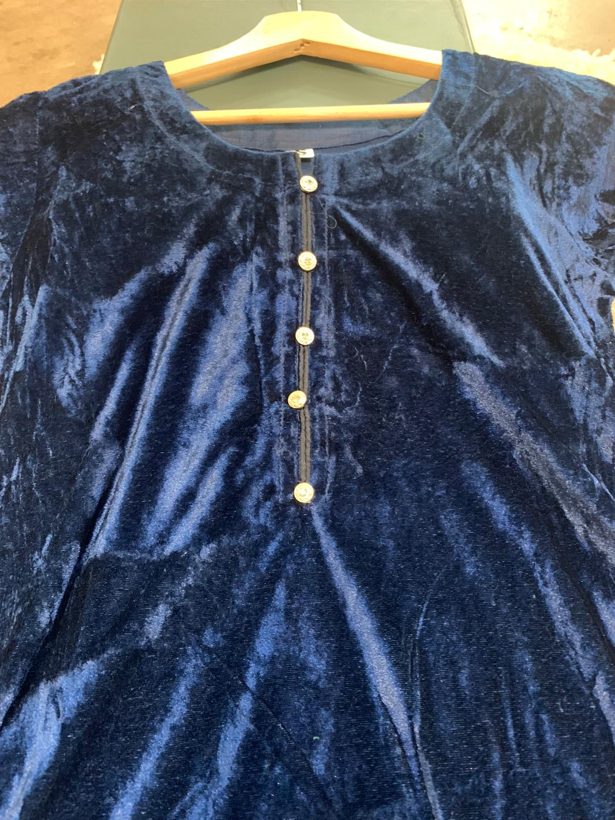 Navy Plain Velvet 2pc Readymade | RGZ008