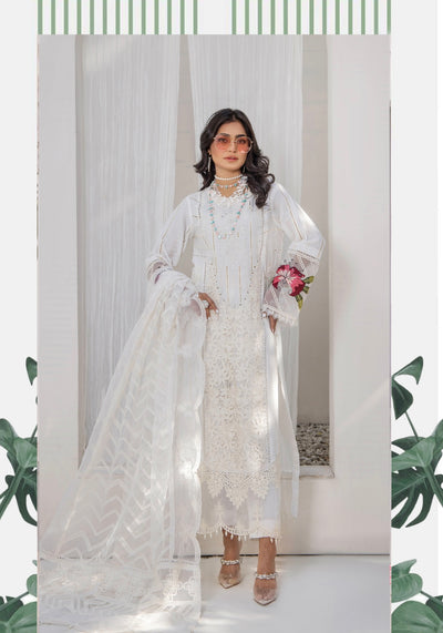 SIMRANS ‘Maria Lux’ | Embroidered Linen Readymade | SM762 (White)