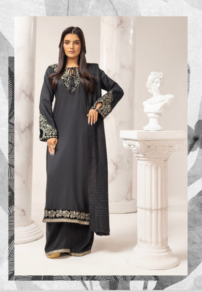 SIMRANS ‘Haniya B’ | Embroidered Dhanak Readymade | SM731 (Black)