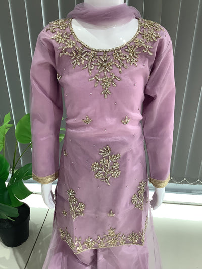 ASHA | Embroidered Hand Work Kids Ready To Wear Pink | AS61