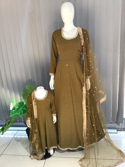 ASHA | Embroidered Chiffon Dress Mother & Daughter Readymade  | AS63