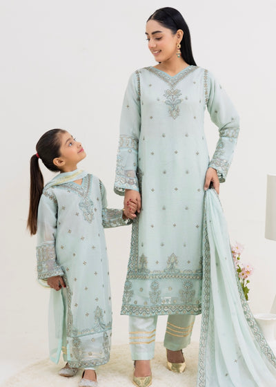 RANGZ ‘Majestic Lux’ | Embroidered Chiffon Mother & Daughter Readymade | RGZ056 (Mint Green)