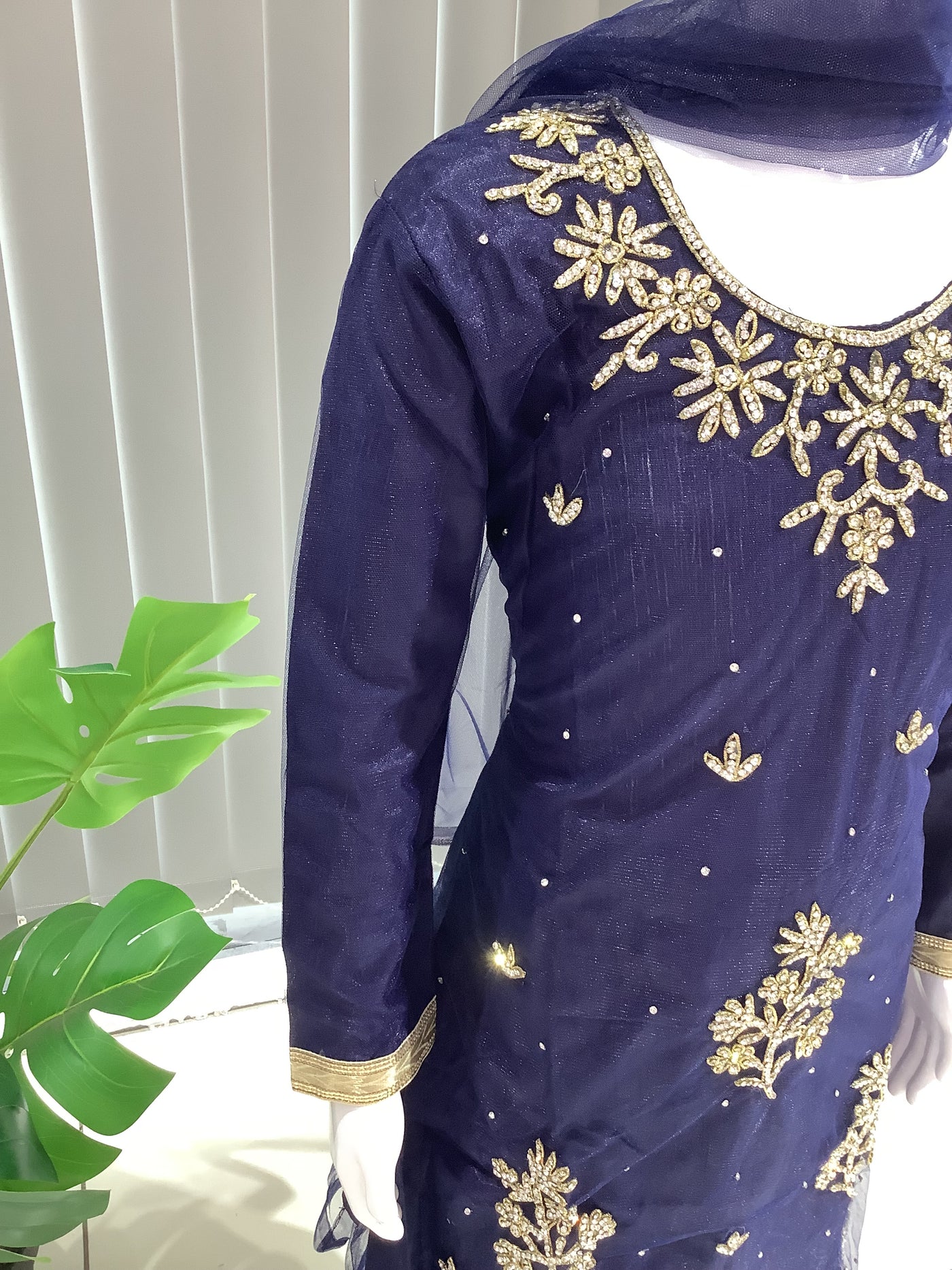 ASHA | Embroidered Hand Work Kids Ready To Wear Blue| AS61