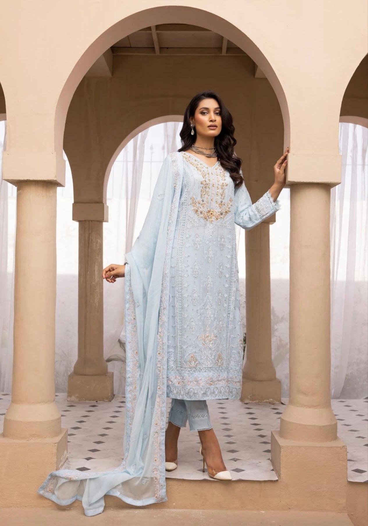 SIMRANS ‘Agha Noor Inspired’ | Embroidered Chiffon Readymade | SM626