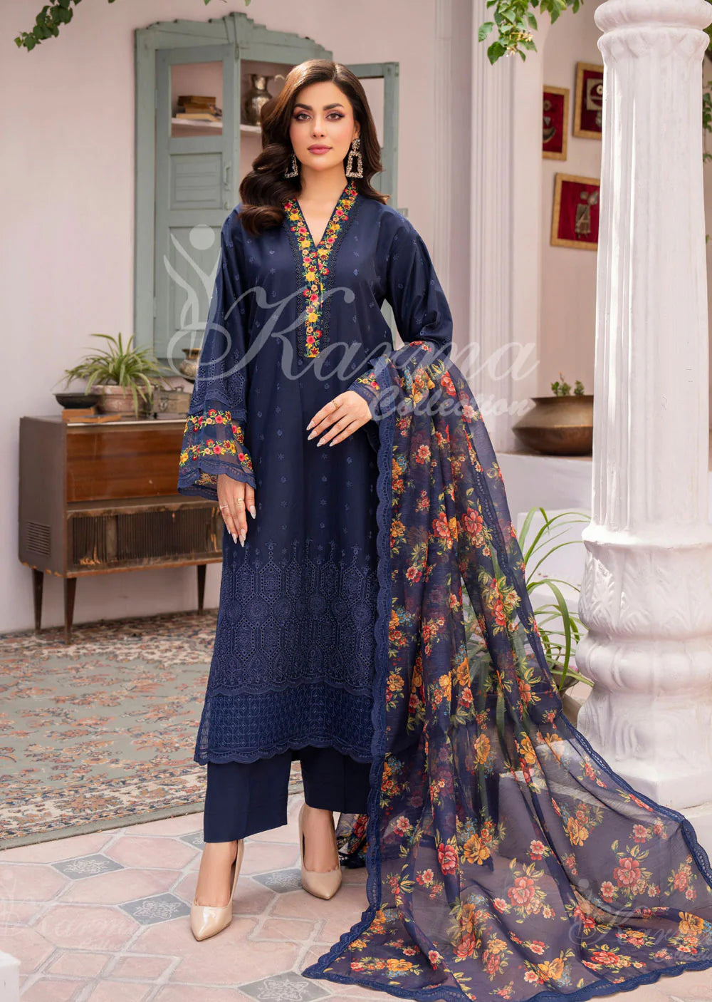 KARMA Collection | Embroidered Cotton Ready To Wear | KMA-1365 (Blue)