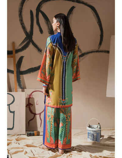 ALLYS 'Canvas Closet' |  Printed Raw Silk 2pc Co Ords Readymade Pakistani Womenswear  | AL497