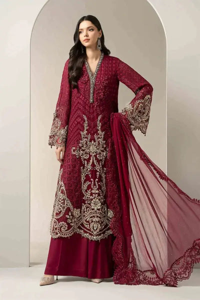 ALLY's Maria B Inspired | Embroidered Chiffon Pakistani Suit Readymade Womenswear Formal Traditional | AL511