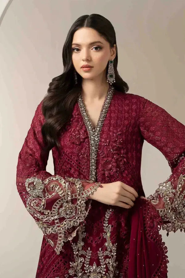 ALLY's Maria B Inspired | Embroidered Chiffon Pakistani Suit Readymade Womenswear Formal Traditional | AL511