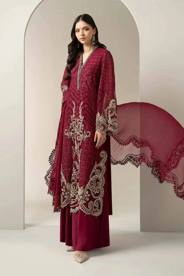 ALLY's Maria B Inspired | Embroidered Chiffon Pakistani Suit Readymade Womenswear Formal Traditional | AL511