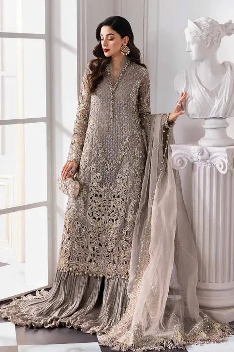 ALLY's Maria B Inspired | Embroidered Chiffon Pakistani Suit Readymade Womenswear Formal Traditional | AL513