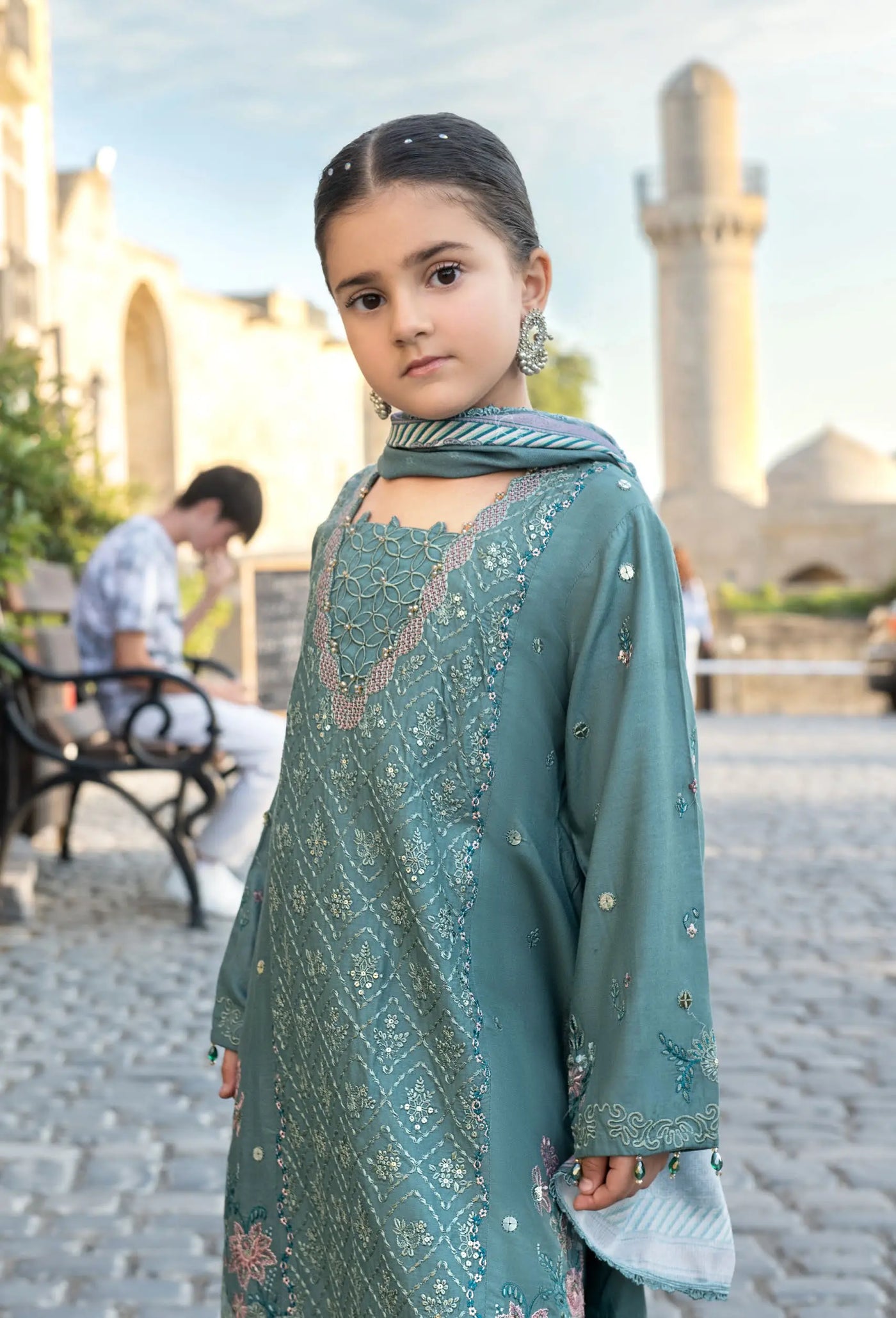 ALLY’s ‘Baku’ | Embroidered Linen Pakistani Mother & Daughter Readymade  | AL503