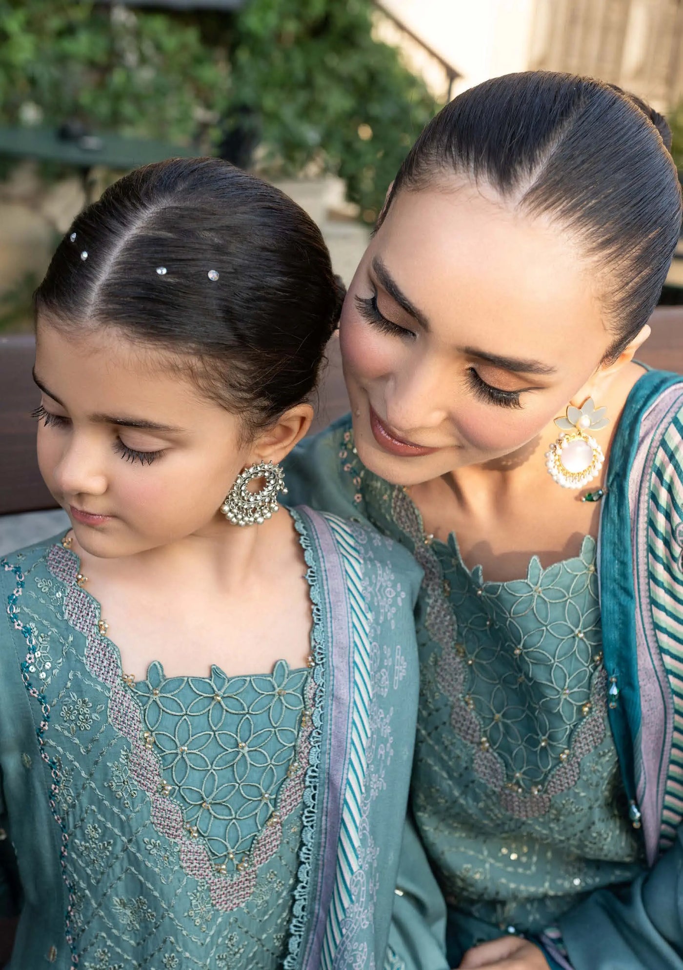 ALLY’s ‘Baku’ | Embroidered Linen Pakistani Mother & Daughter Readymade  | AL503