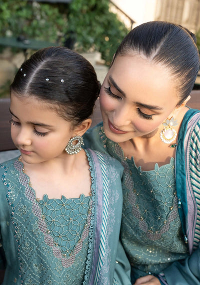 ALLY’s ‘Baku’ | Embroidered Linen Pakistani Mother & Daughter Readymade  | AL503