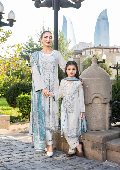 ALLY’s ‘Baku’ | Embroidered Linen Pakistani Mother & Daughter Readymade  | AL504