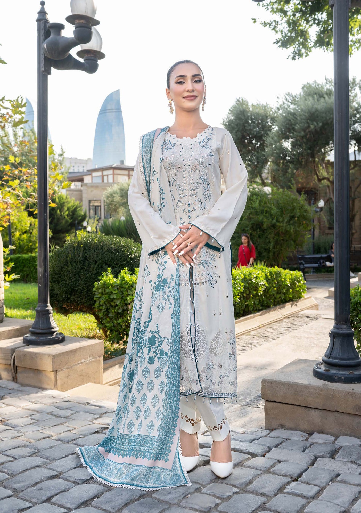 ALLY’s ‘Baku’ | Embroidered Linen Pakistani Mother & Daughter Readymade  | AL504