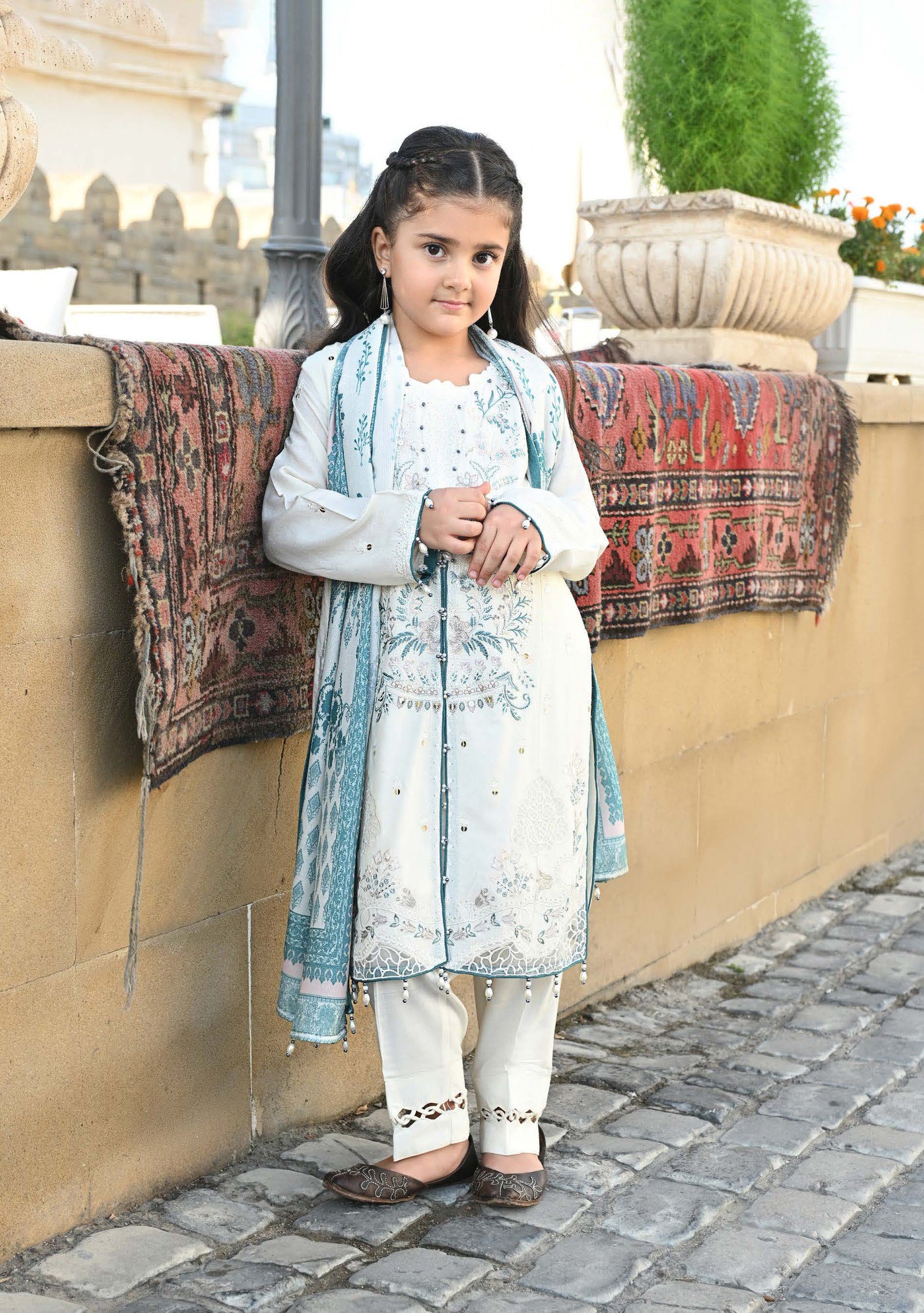 ALLY’s ‘Baku’ | Embroidered Linen Pakistani Mother & Daughter Readymade  | AL504