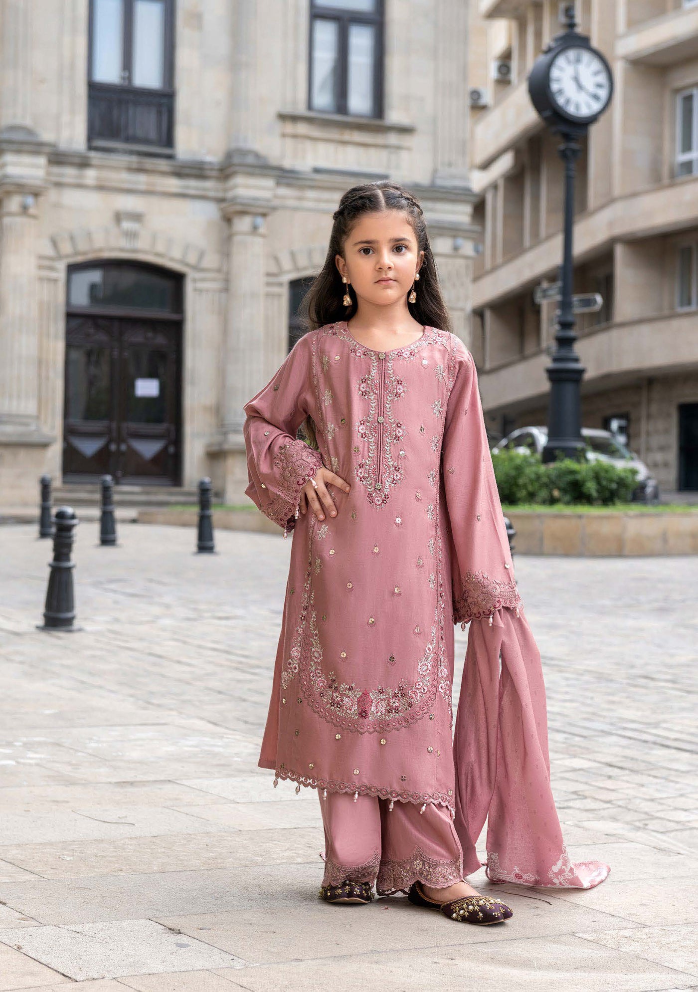 ALLY’s ‘Baku’ | Embroidered Linen Pakistani Mother & Daughter Readymade  | AL506