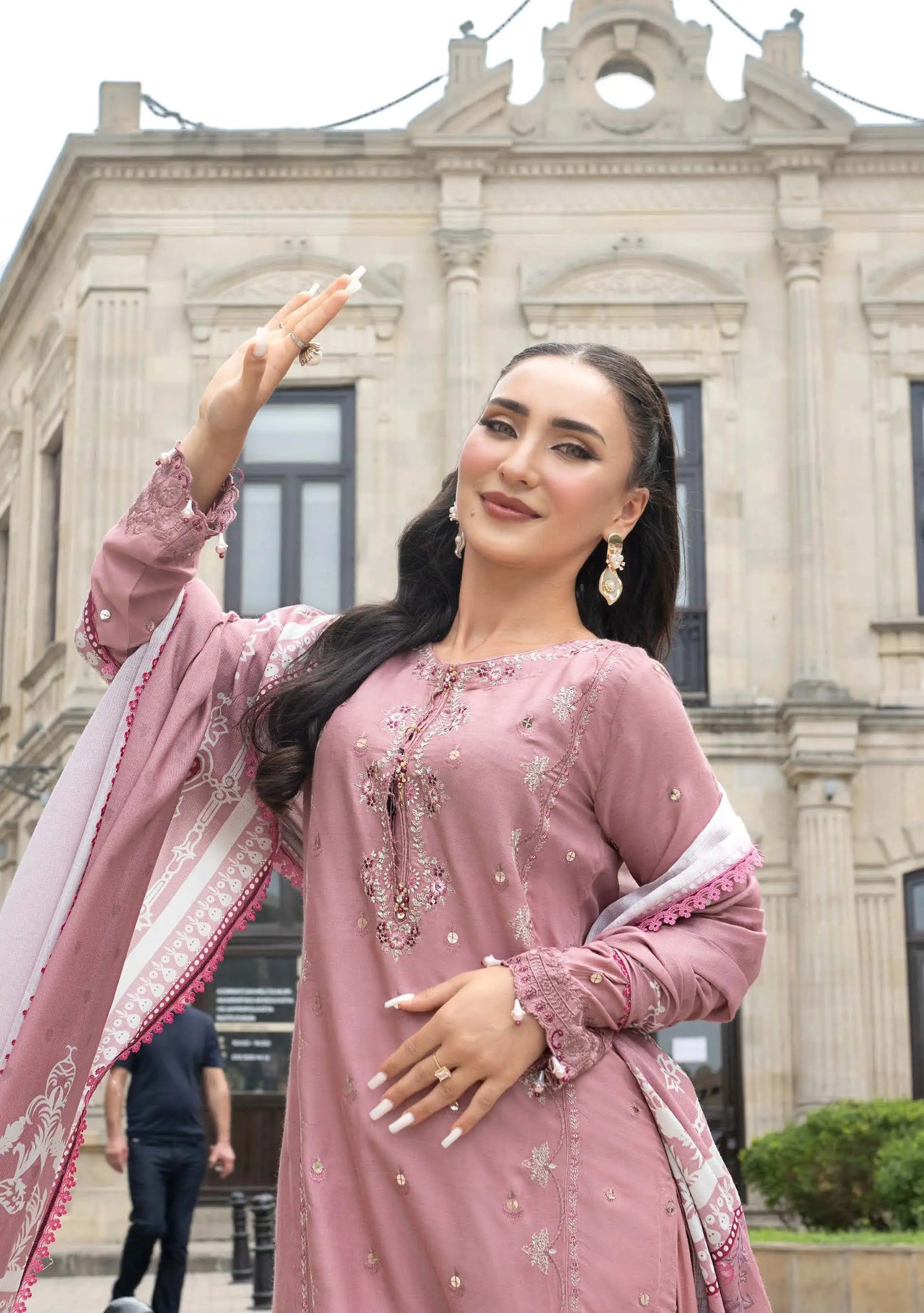 ALLY’s ‘Baku’ | Embroidered Linen Pakistani Mother & Daughter Readymade  | AL506