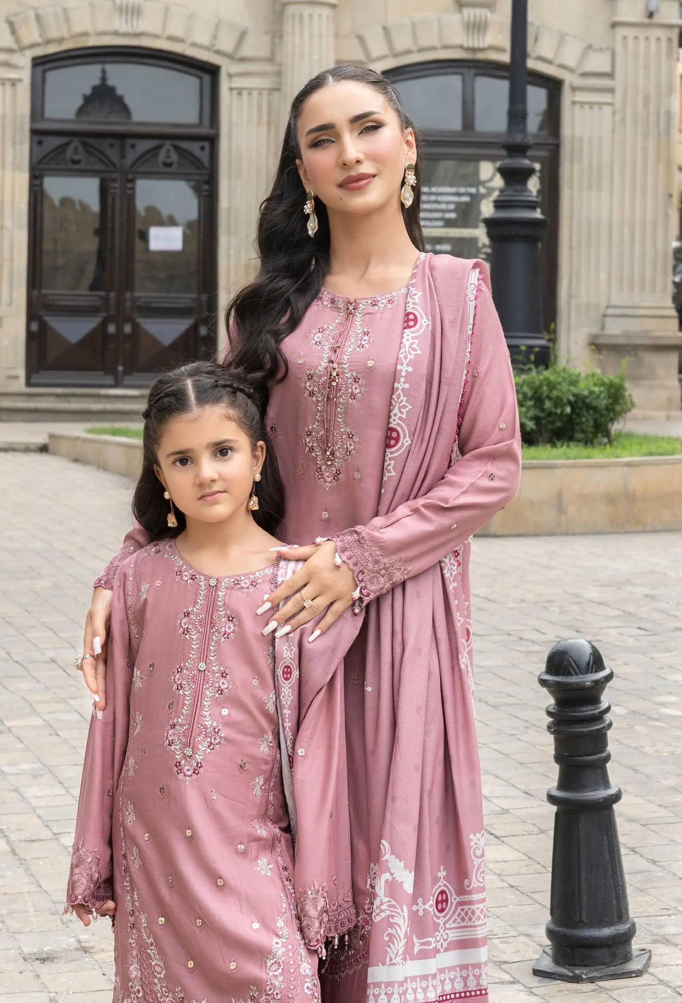 ALLY’s ‘Baku’ | Embroidered Linen Pakistani Mother & Daughter Readymade  | AL506