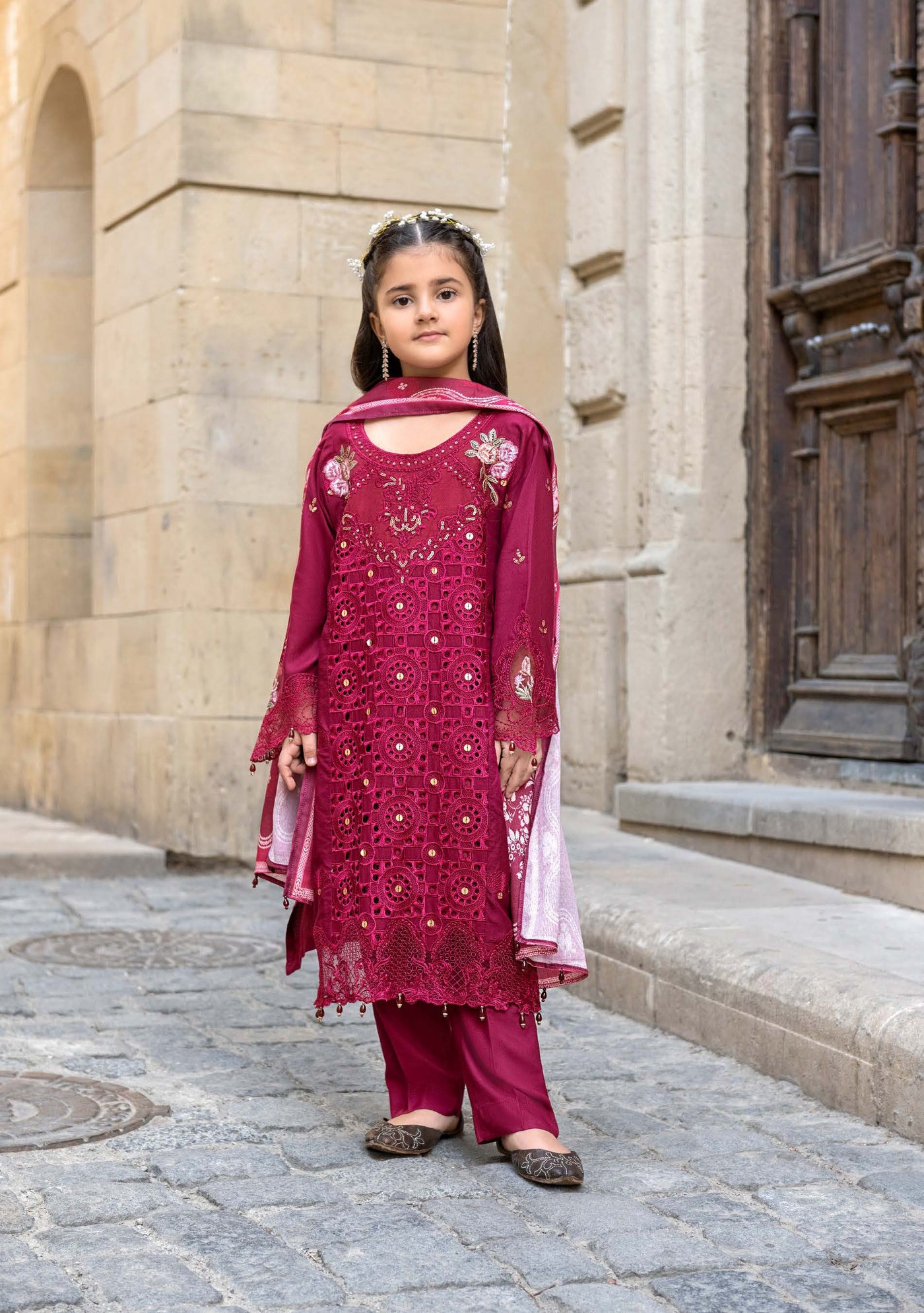 ALLY’s ‘Baku’ | Embroidered Linen Pakistani Mother & Daughter Readymade  | AL507