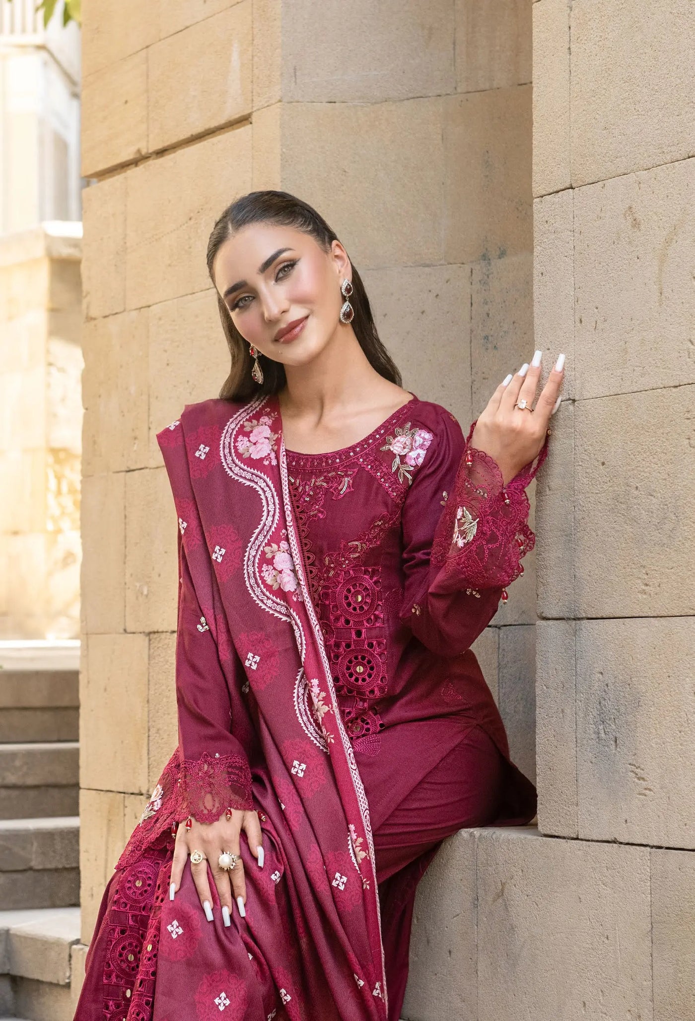 ALLY’s ‘Baku’ | Embroidered Linen Pakistani Mother & Daughter Readymade  | AL507