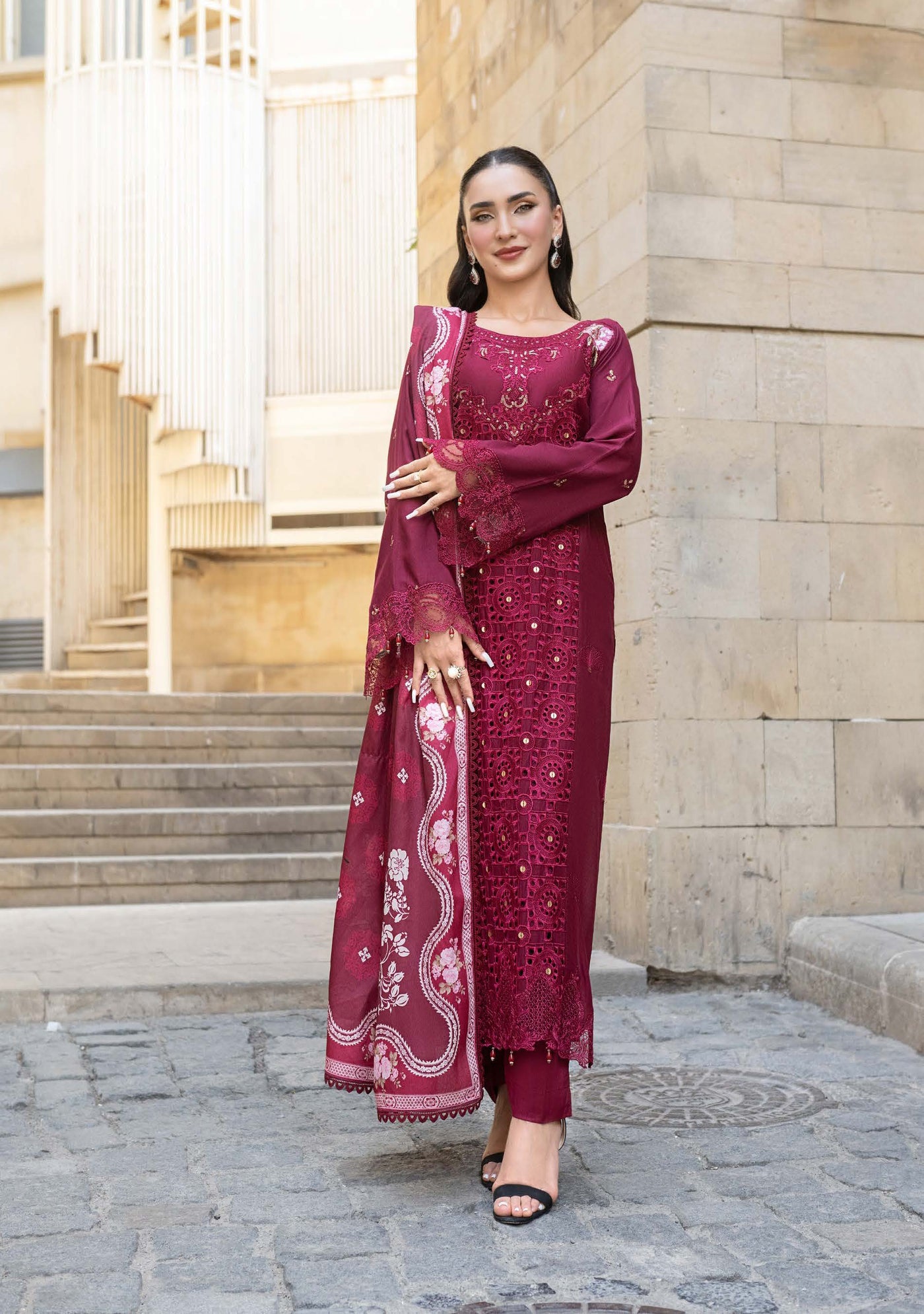 ALLY’s ‘Baku’ | Embroidered Linen Pakistani Mother & Daughter Readymade  | AL507