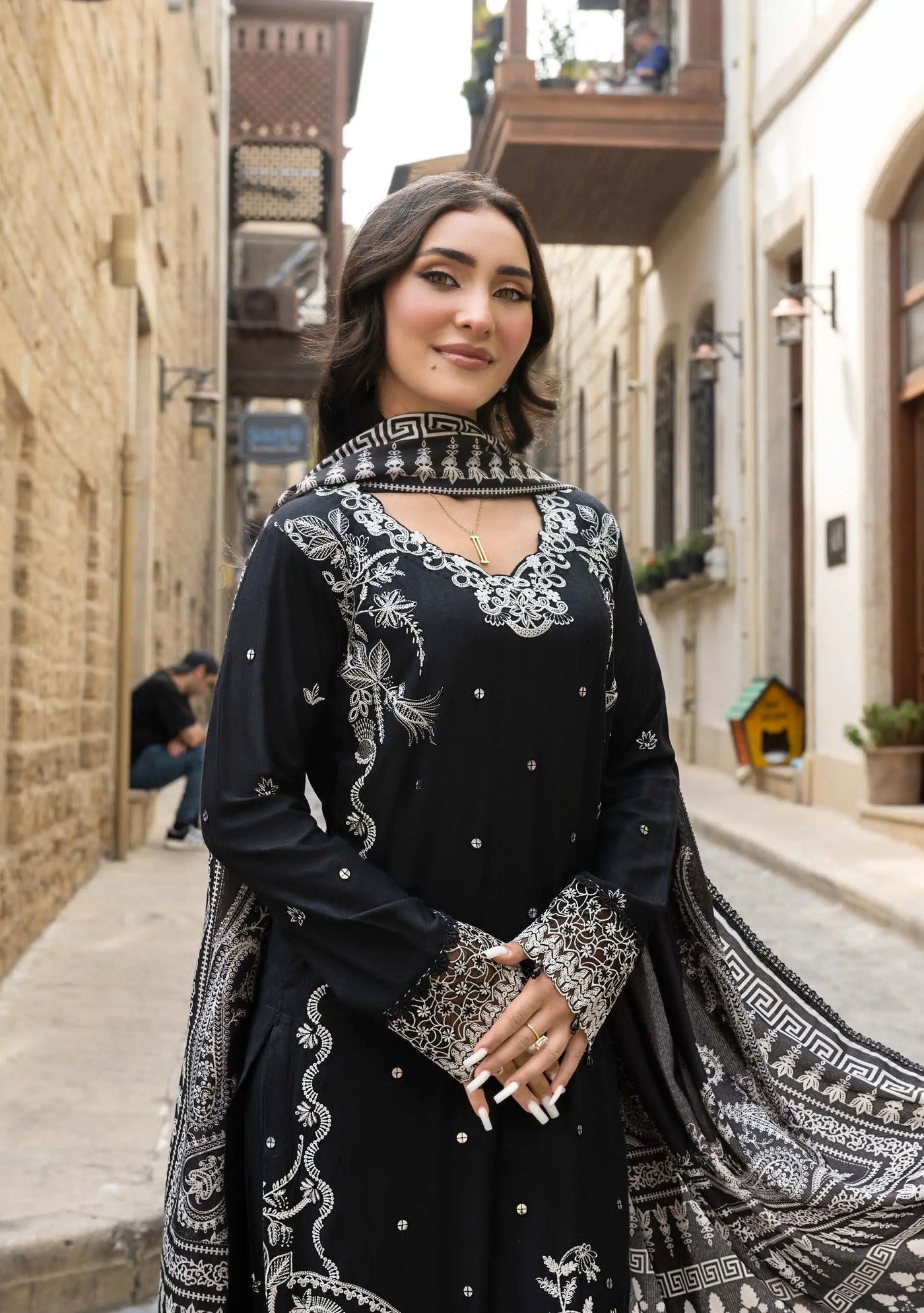 ALLY’s ‘Baku’ | Embroidered Linen Pakistani Mother & Daughter Readymade  | AL508