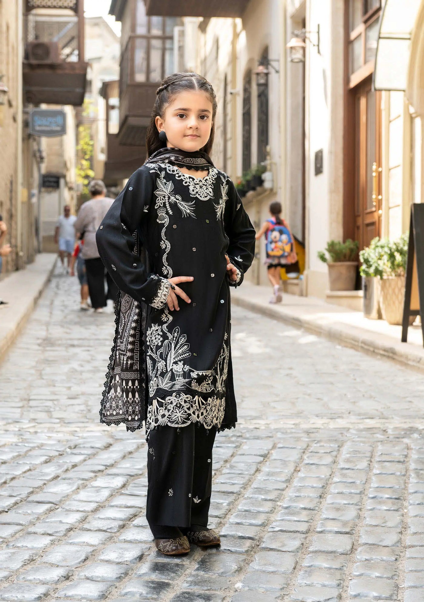 ALLY’s ‘Baku’ | Embroidered Linen Pakistani Mother & Daughter Readymade  | AL508