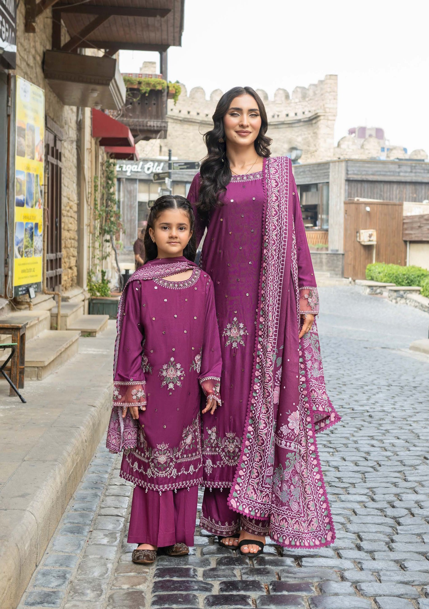 ALLY’s ‘Baku’ | Embroidered Linen Pakistani Mother & Daughter Readymade  | AL509