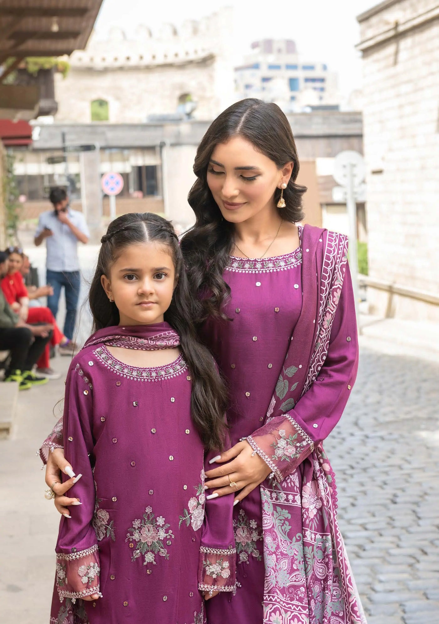 ALLY’s ‘Baku’ | Embroidered Linen Pakistani Mother & Daughter Readymade  | AL509