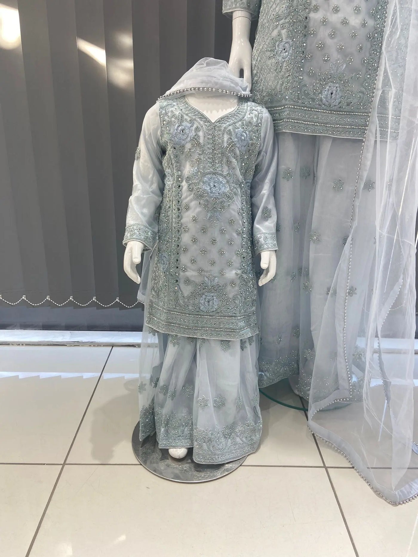 ASHA | Embroidered Hand Work Mother & Daughter Ready To Wear Blue | AS83