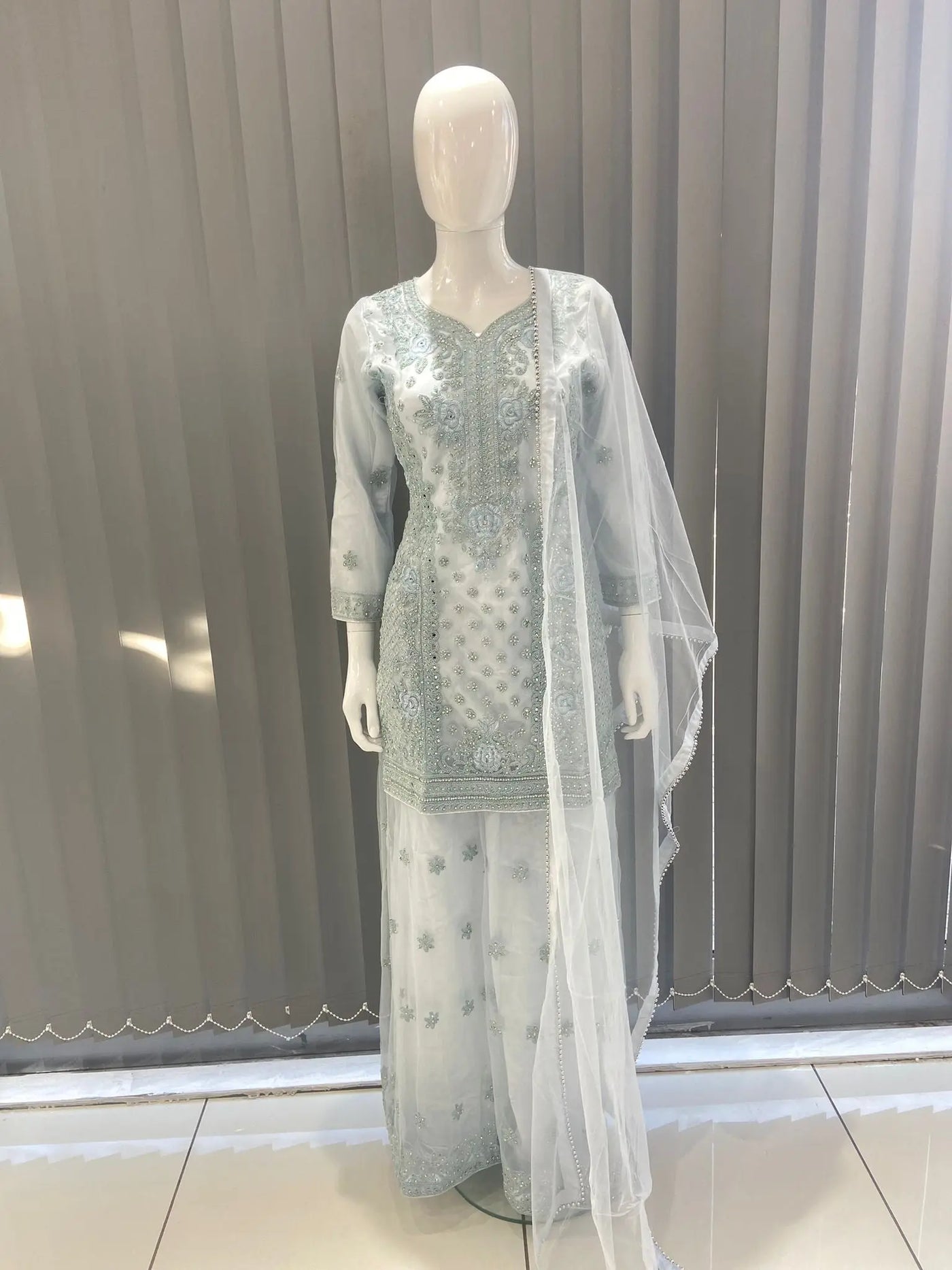 ASHA | Embroidered Hand Work Mother & Daughter Ready To Wear Blue | AS83