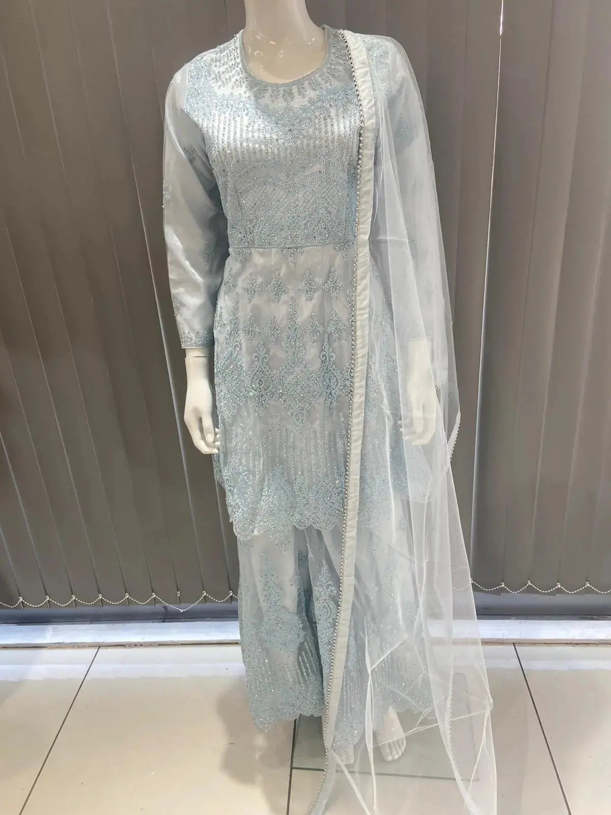 ASHA | Embroidered Hand Work Mother & Daughter Ready To Wear Blue | AS84