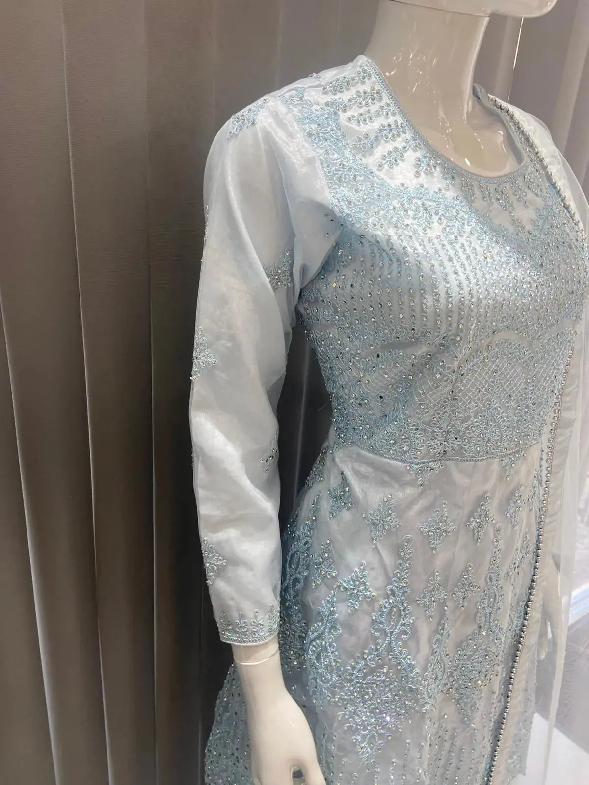 ASHA | Embroidered Hand Work Mother & Daughter Ready To Wear Blue | AS84