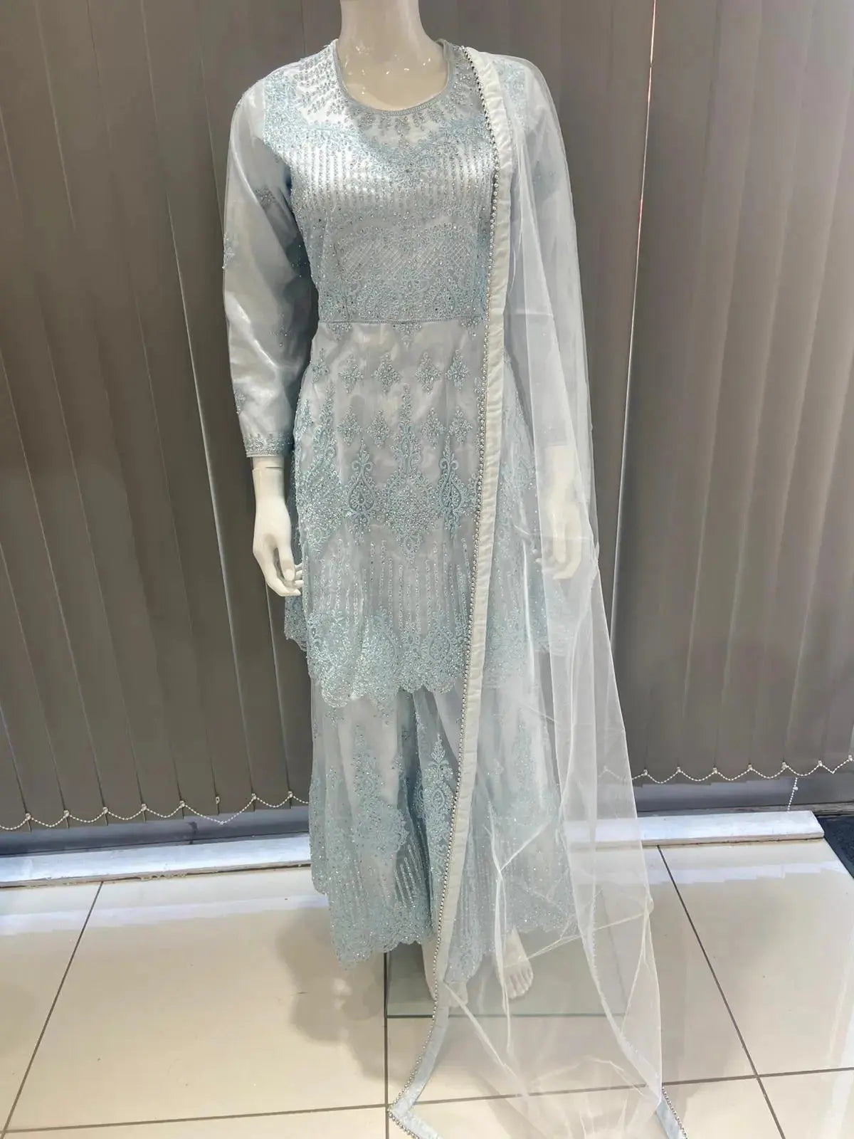 ASHA | Embroidered Hand Work Mother & Daughter Ready To Wear Blue | AS84