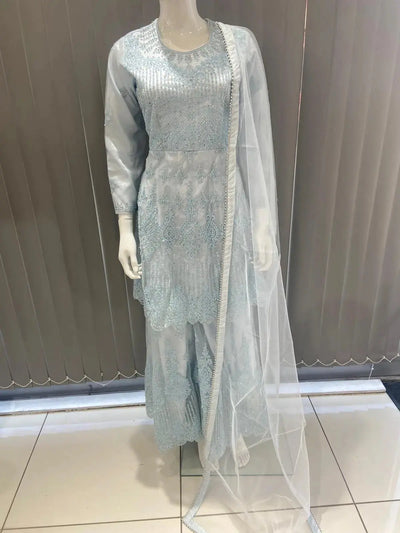 ASHA | Embroidered Hand Work Mother & Daughter Ready To Wear Blue | AS84