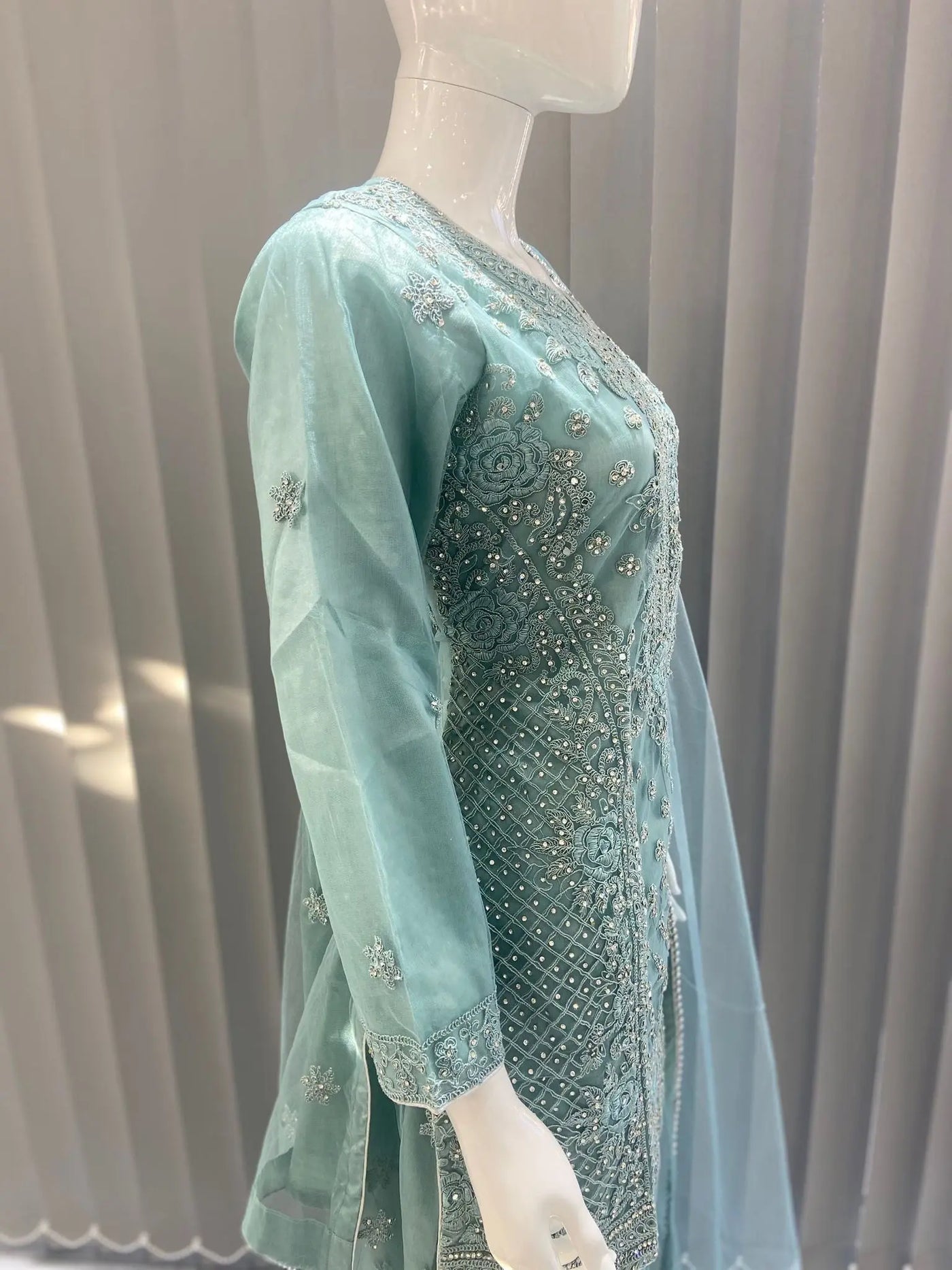 ASHA | Embroidered Hand Work Mother & Daughter Ready To Wear Green | AS83