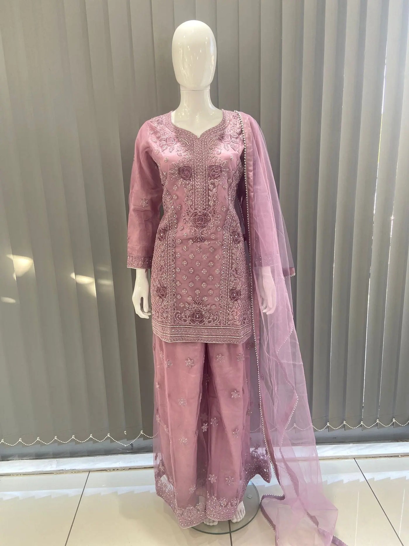 ASHA | Embroidered Hand Work Mother & Daughter Ready To Wear Lilac | AS83