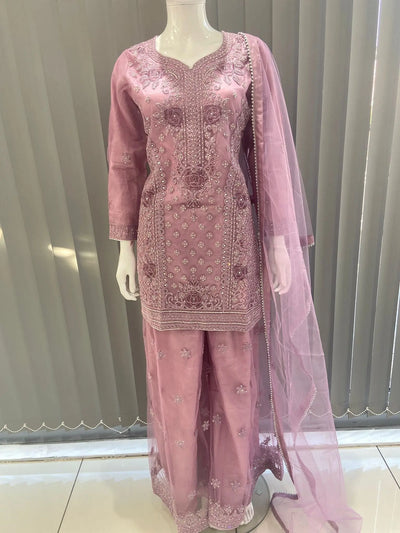 ASHA | Embroidered Hand Work Mother & Daughter Ready To Wear Lilac | AS83