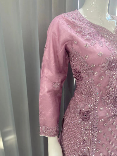 ASHA | Embroidered Hand Work Mother & Daughter Ready To Wear Lilac | AS83