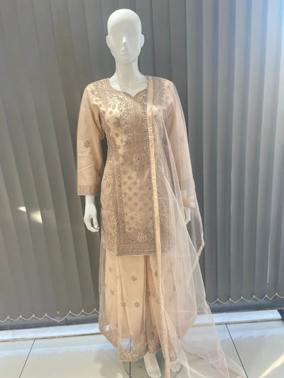 ASHA | Embroidered Hand Work Mother & Daughter Ready To Wear Peach | AS83