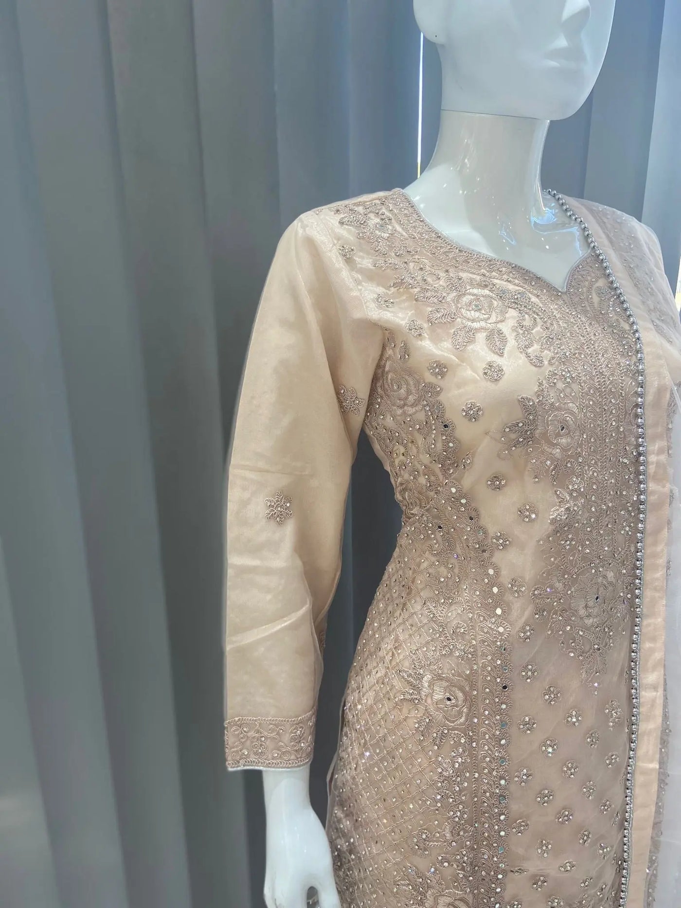 ASHA | Embroidered Hand Work Mother & Daughter Ready To Wear Peach | AS83