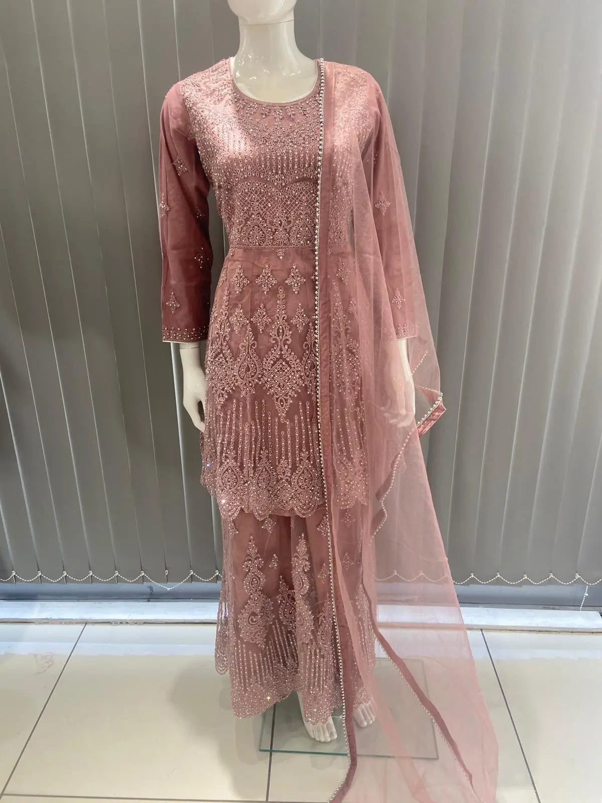 ASHA | Embroidered Hand Work Mother & Daughter Ready To Wear Pink | AS84