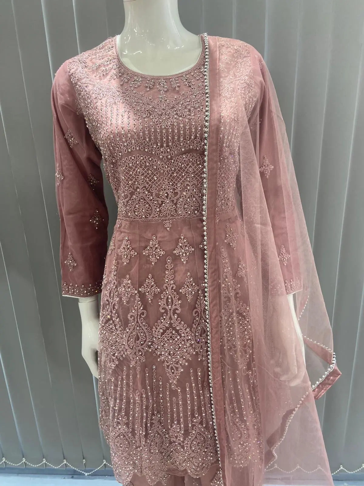 ASHA | Embroidered Hand Work Mother & Daughter Ready To Wear Pink | AS84