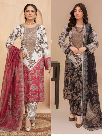 ASHYANA Vol 32 | Embroidered Linen 3pc Readymade | ARM01 (2 Colours)