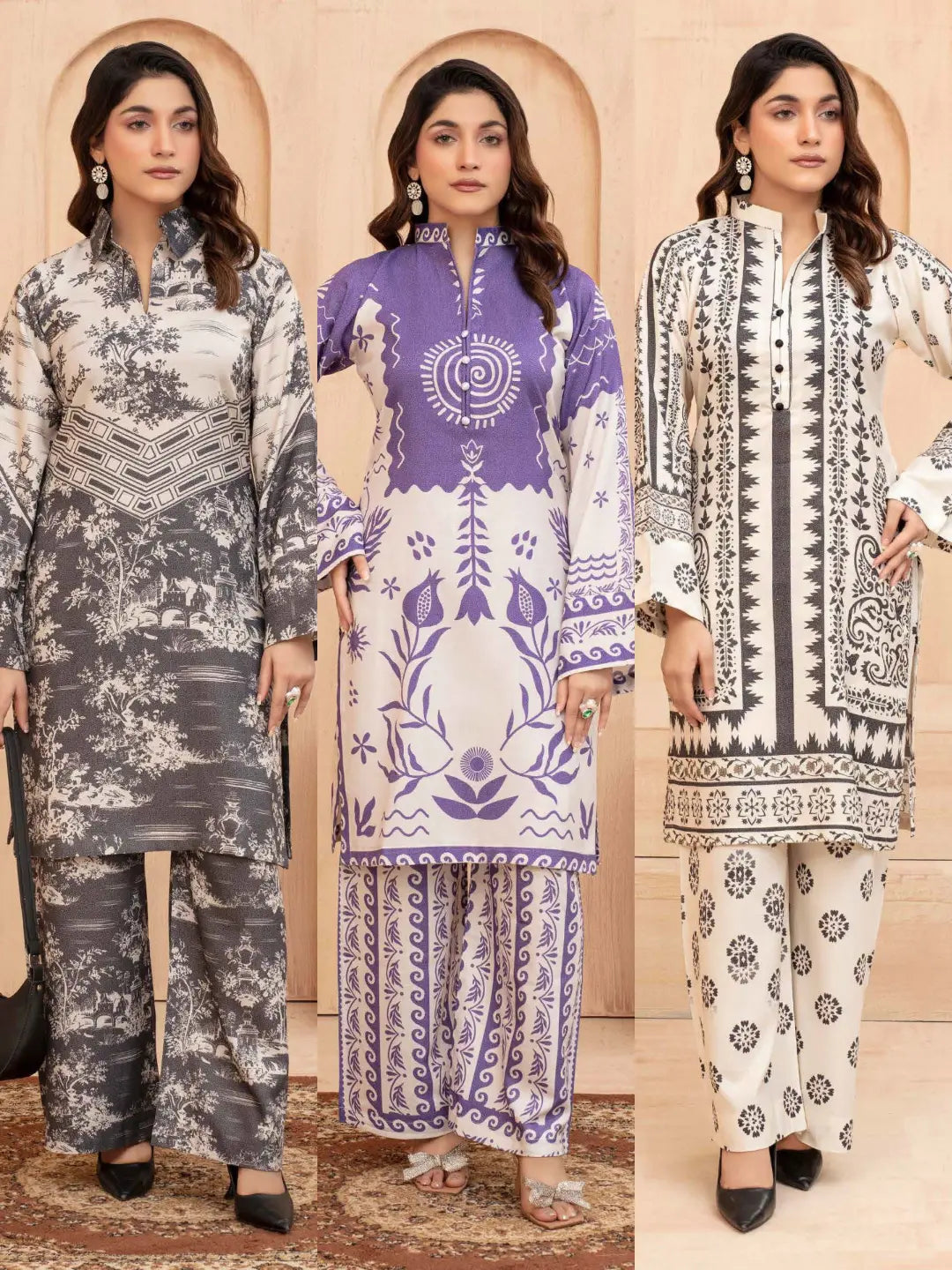 ASHYANA Vol 38 | Printed Dhanak Co ord 2pc Pakistani Readymade Womenswear  | ARS01 (3 Designs) Ashyana