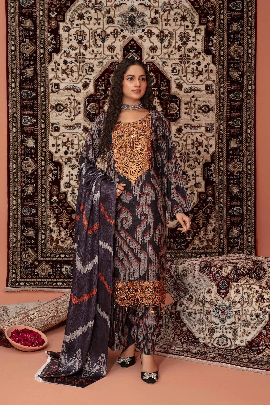 ASHYANA Vol 39 | Embroidered Dhanak 3pc Pakistani Readymade Womenswear  | ART01 (3 Designs) Ashyana